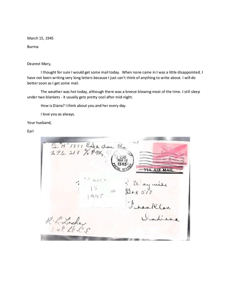 Waymire Letters March 15, 1945