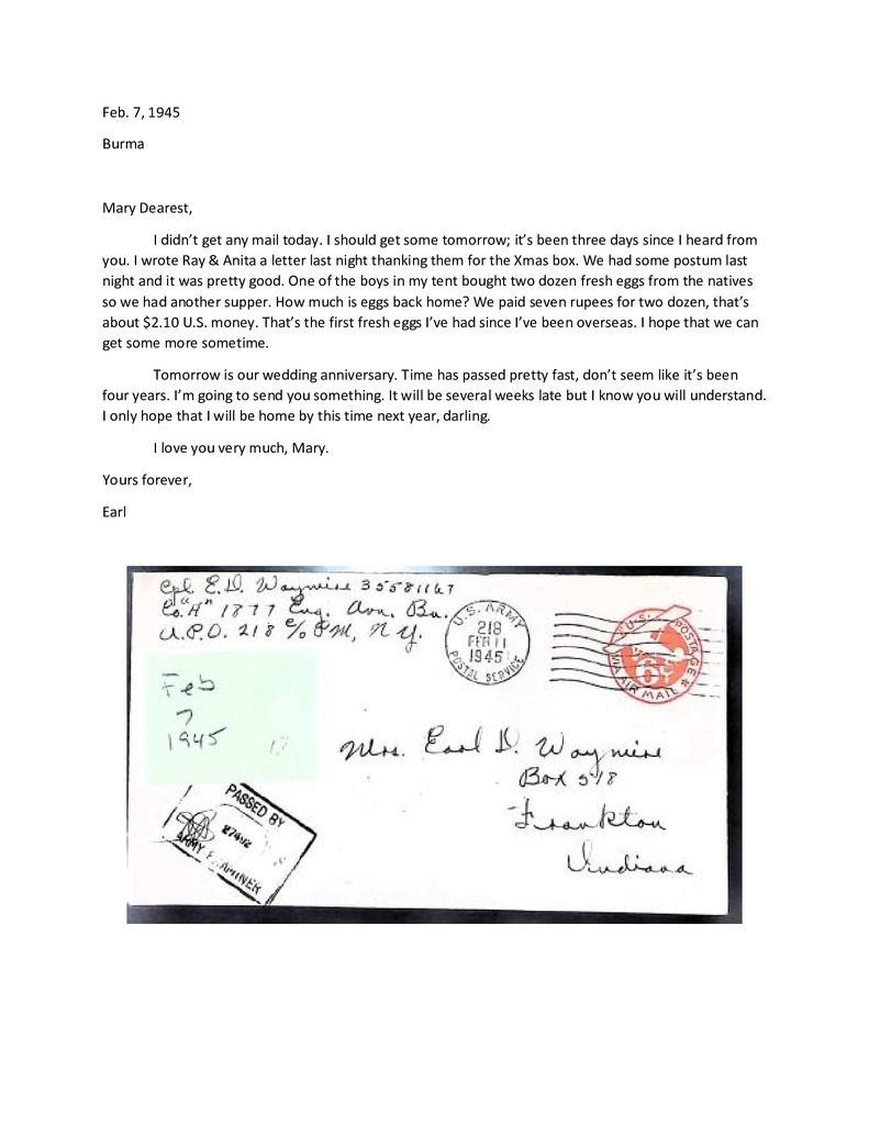 Waymire Letters February 7, 1945