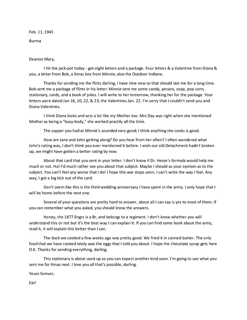 Waymire Letters February 11, 1945