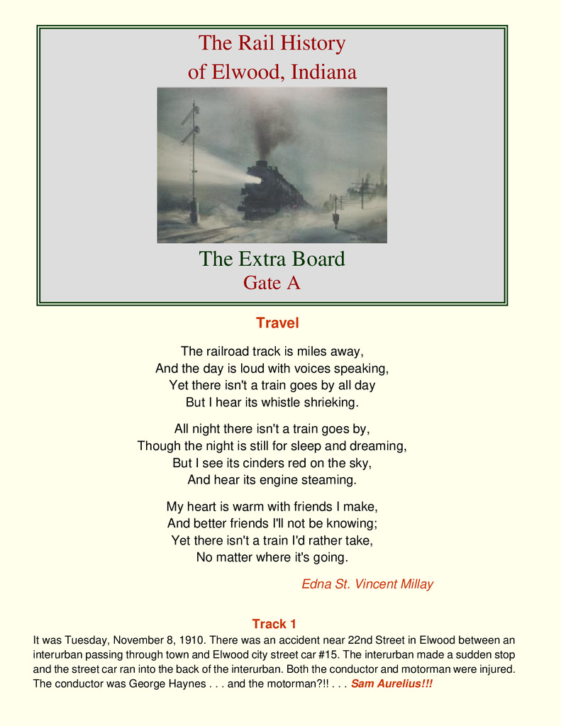 The Rail History of Elwood, Indiana - The Extra Board Gate A