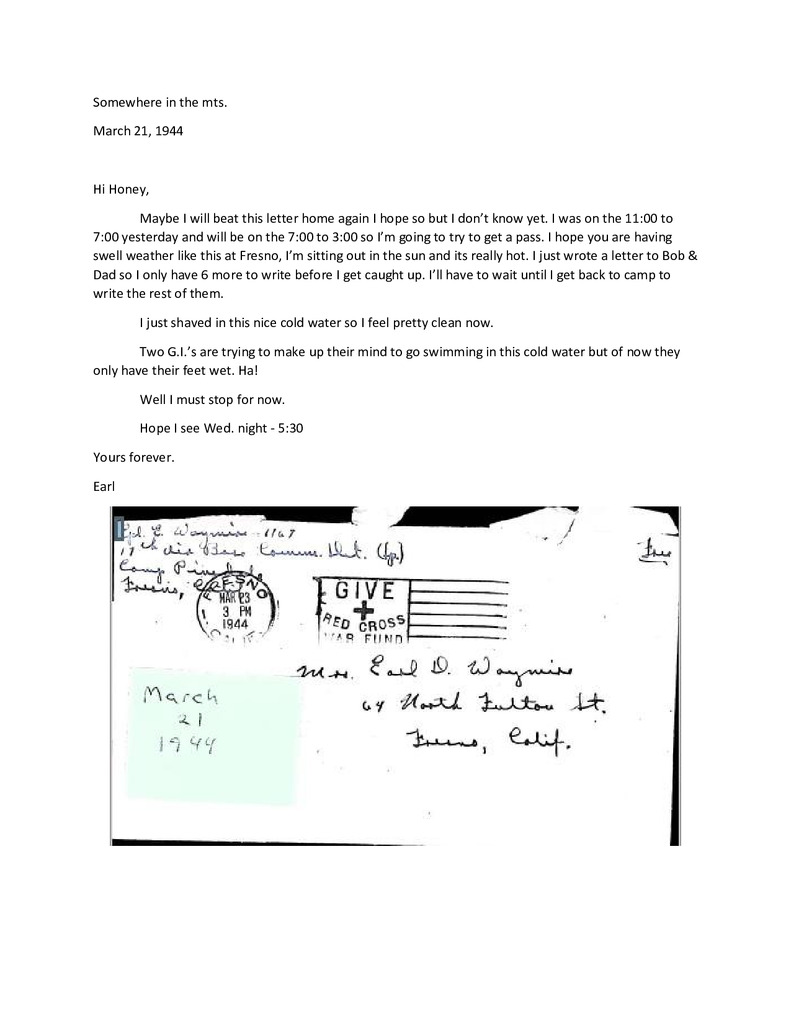 Waymire Letters March 21, 1944