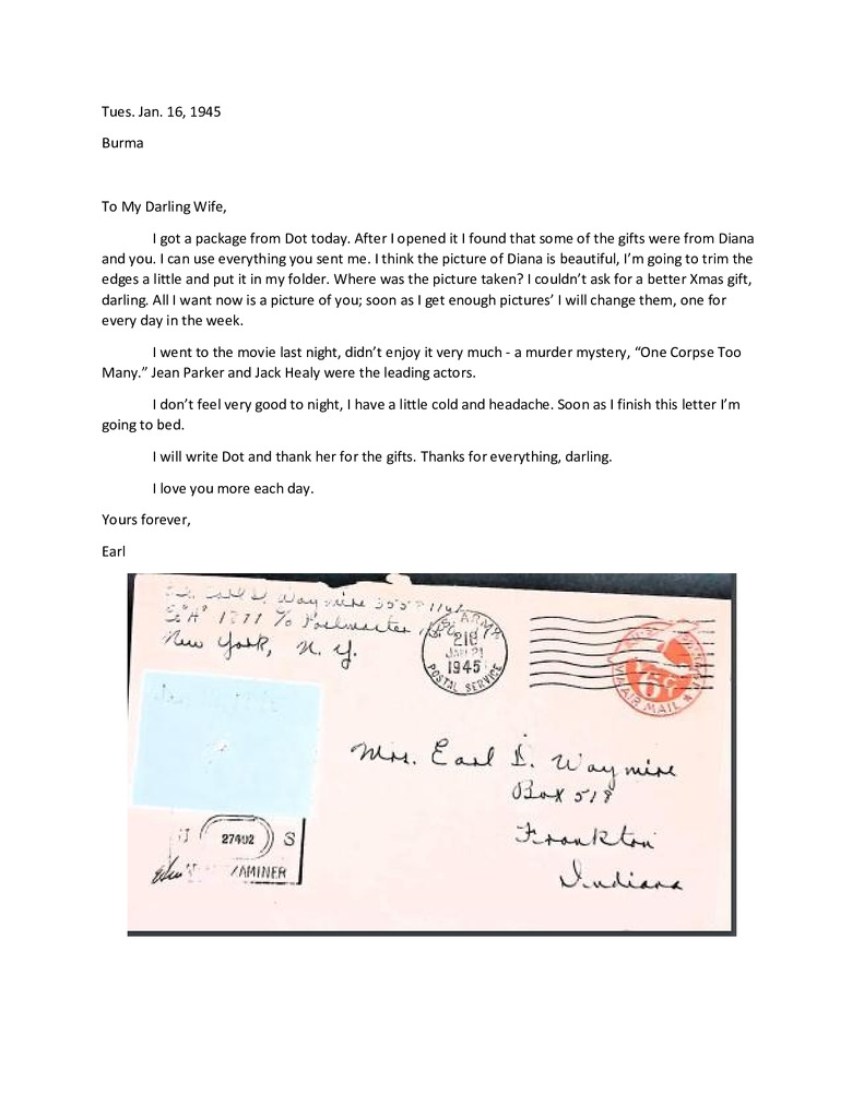Waymire Letters January 16, 1945