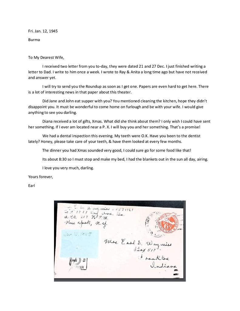 Waymire Letters January 12, 1945