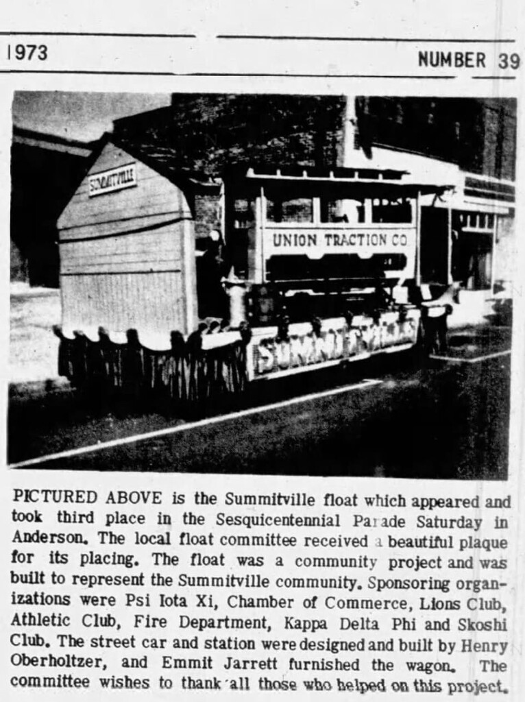 Summitville's Parade Float in the Sesquicentennial Parade in Anderson 1973