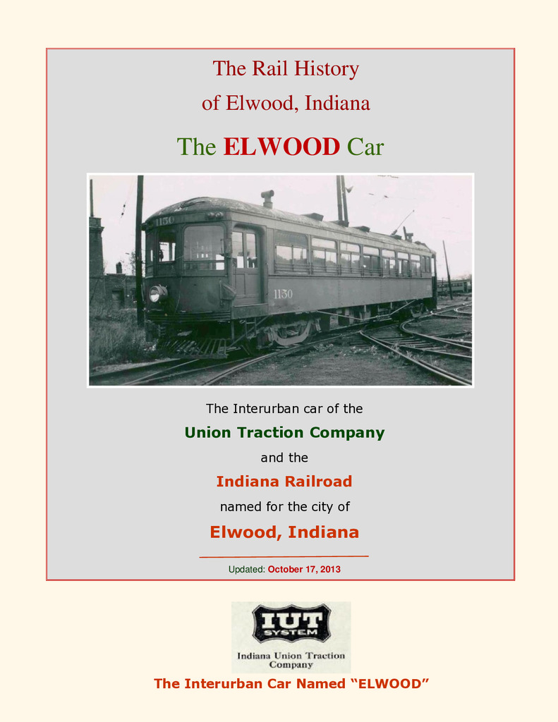 The Rail History of Elwood, Indiana - The ELWOOD Car