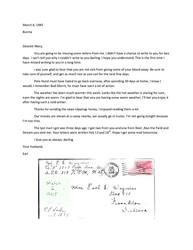 Waymire Letters March 6, 1945