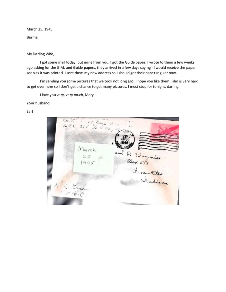 Waymire Letters March 25, 1945