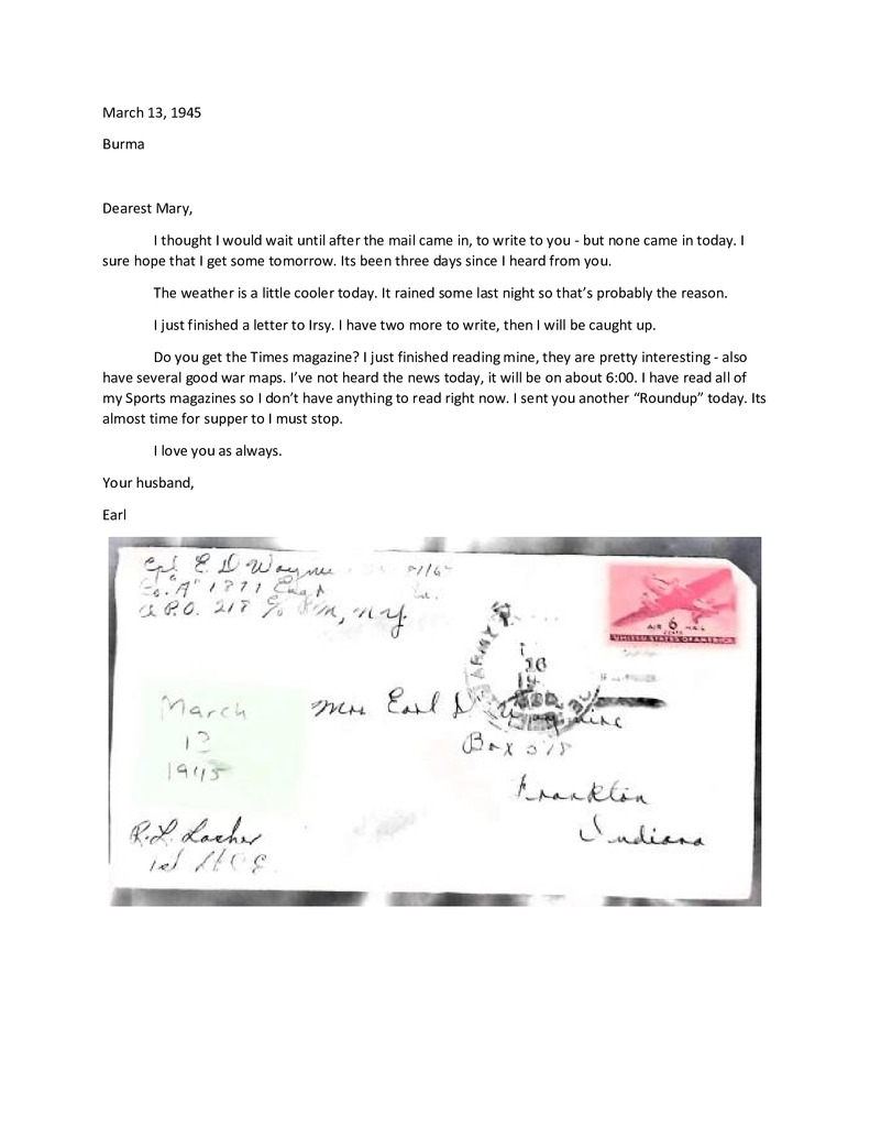 Waymire Letters March 13, 1945