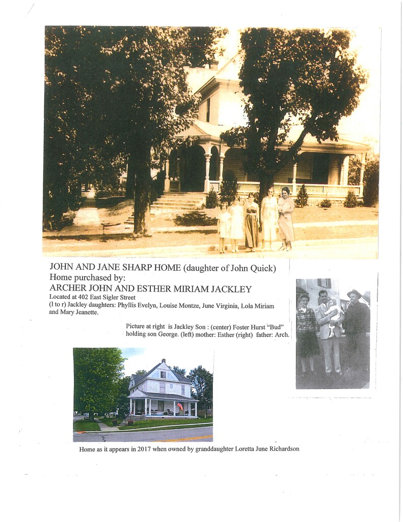 John and Jane Sharp Home (Daughter of John Quick)