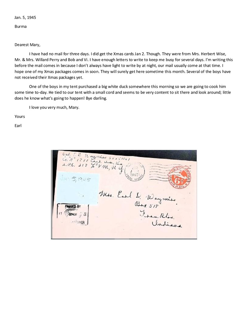 Waymire Letters January 5, 1945