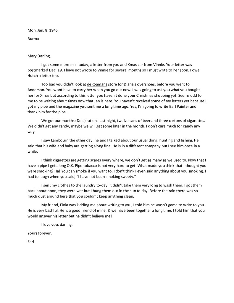 Waymire Letters January 8, 1945