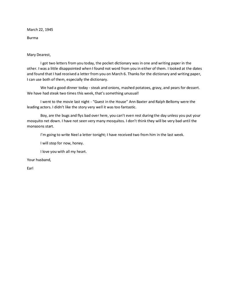 Waymire Letters March 22, 1945