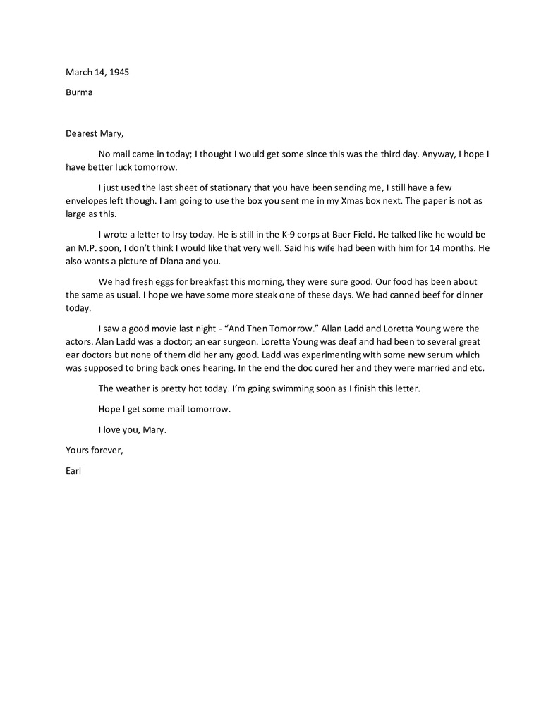 Waymire Letters March 14, 1945