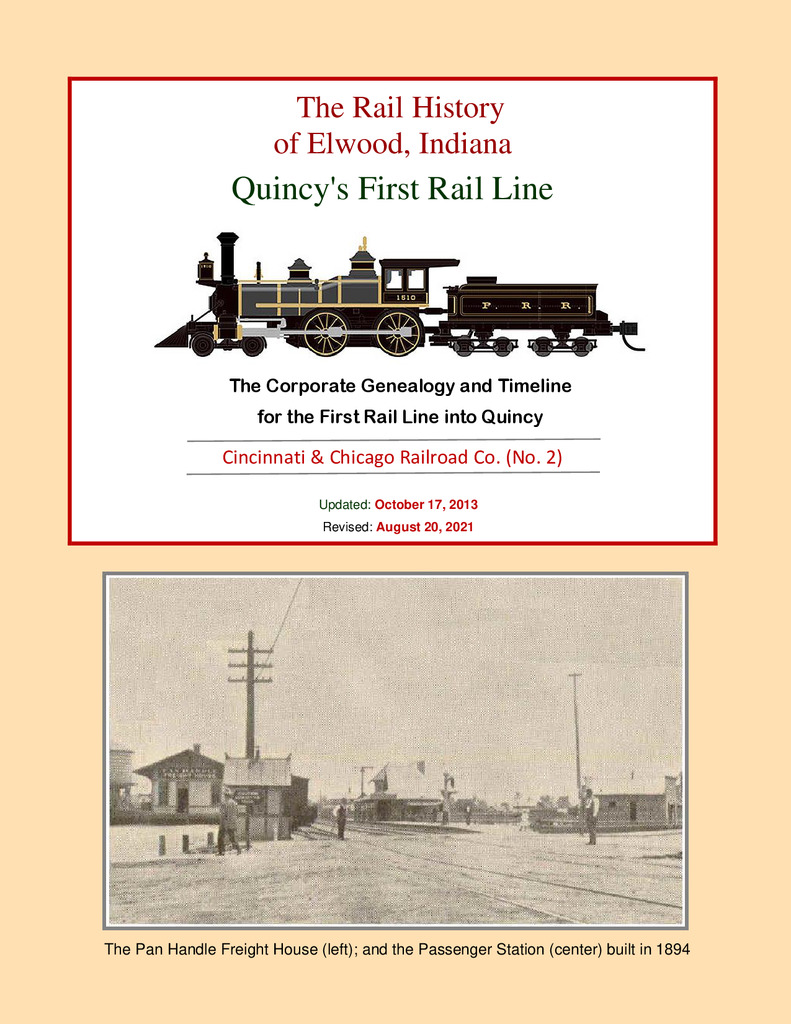 The Rail History  of Elwood, Indiana - Quincy's First Rail Line