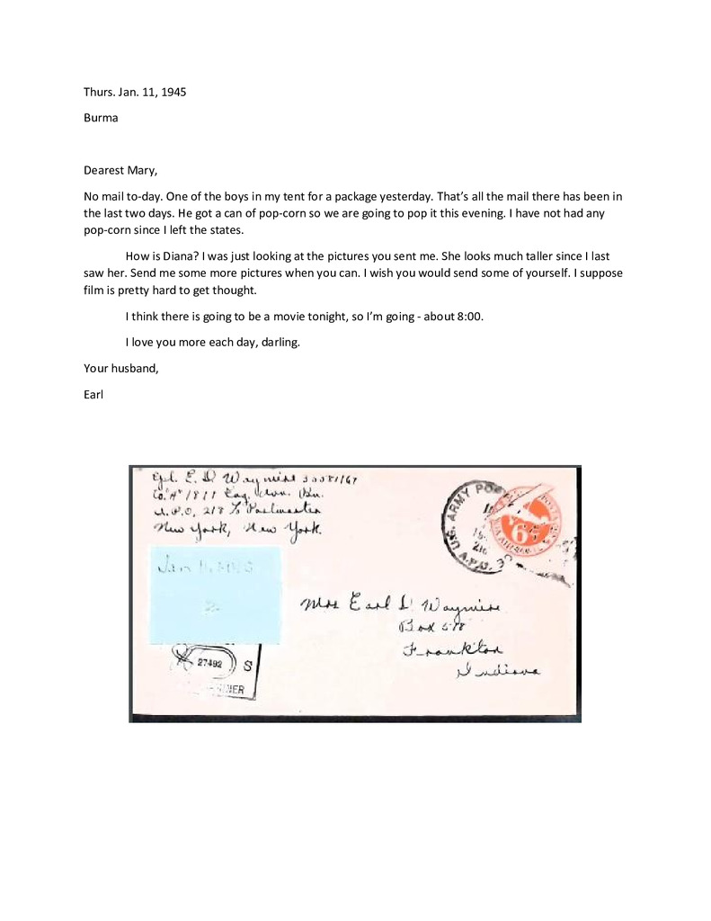 Waymire Letters January 11, 1945