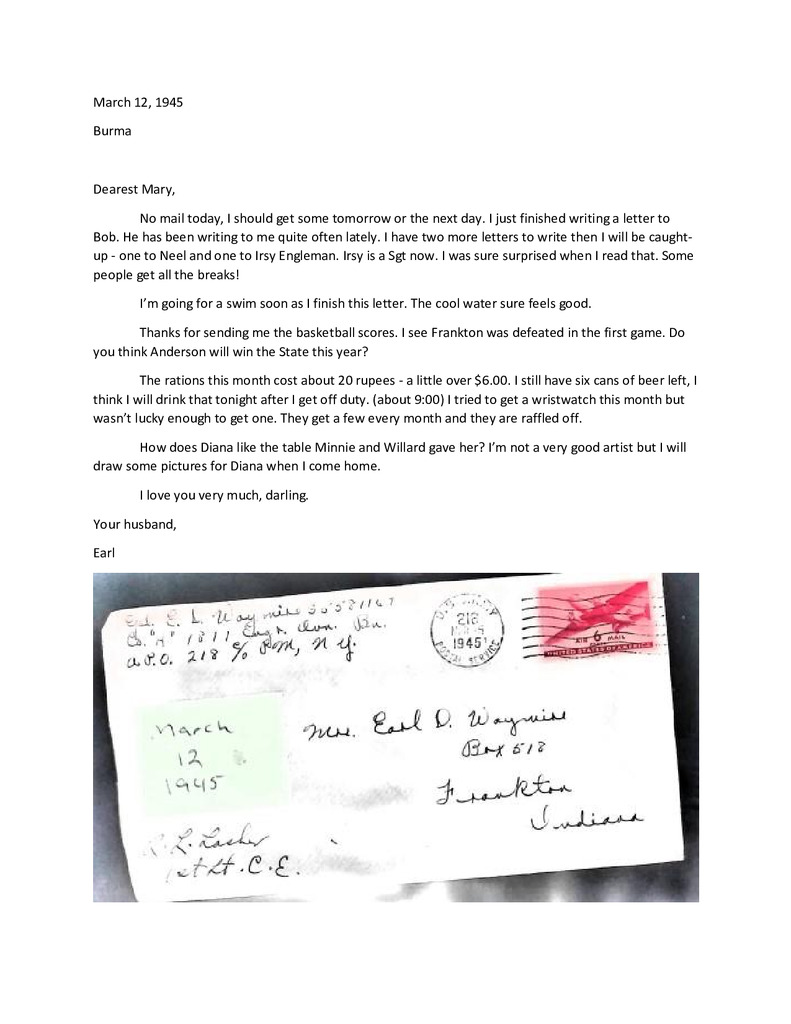 Waymire Letters March 12, 1945