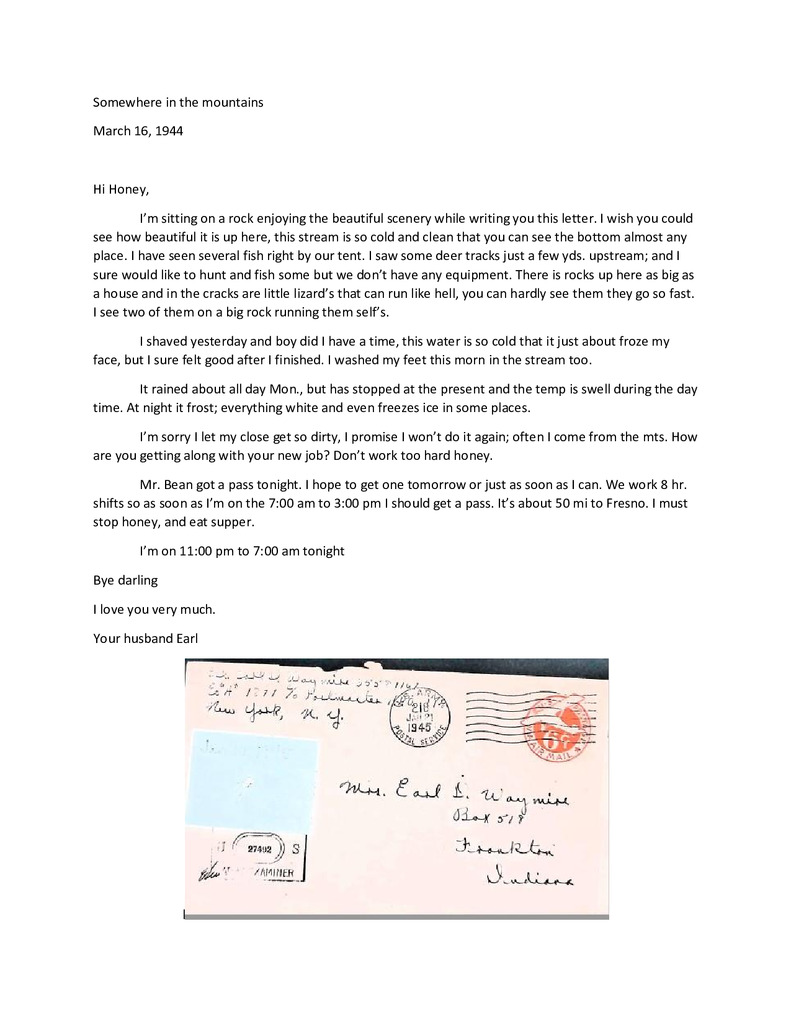 Waymire Letters January 16, 1945