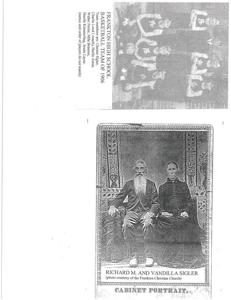 Richard M and Vandilla Sigler/Frankton High School Basketball Team of 1906