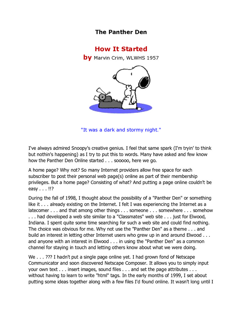 The Panther Den - How it Started