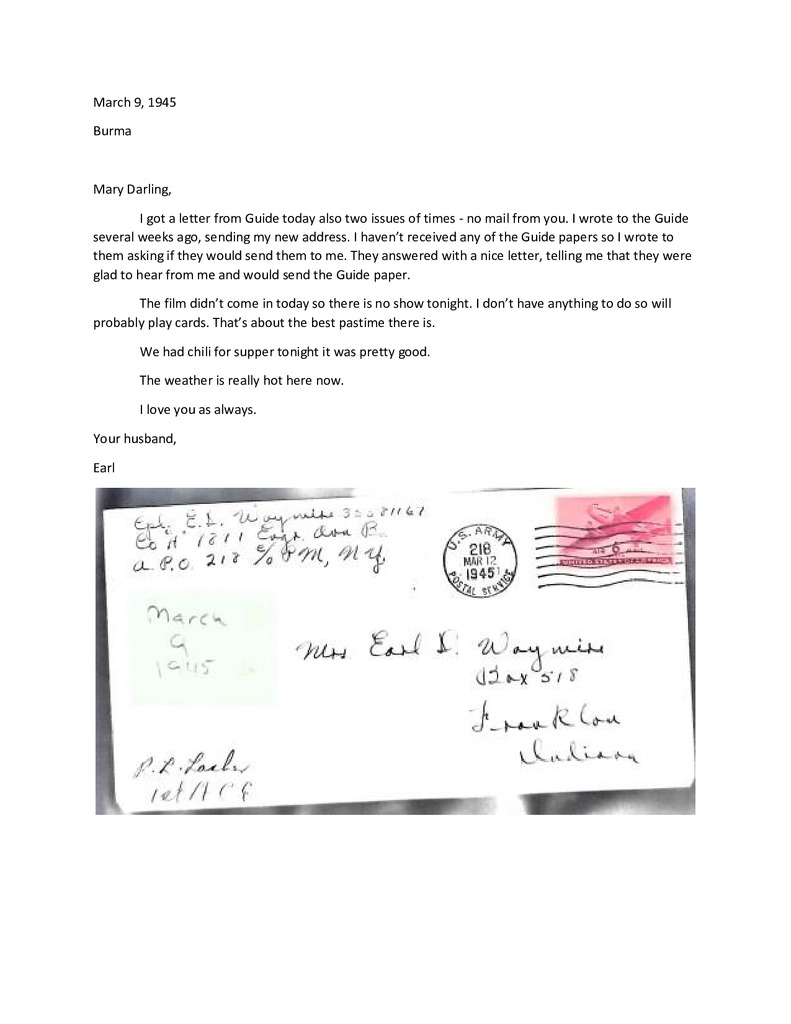 Waymire Letters March 9, 1945