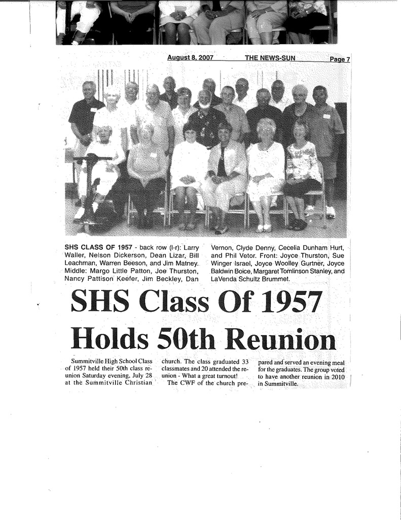 SHS Class of 1957 Holds 50th Reunion