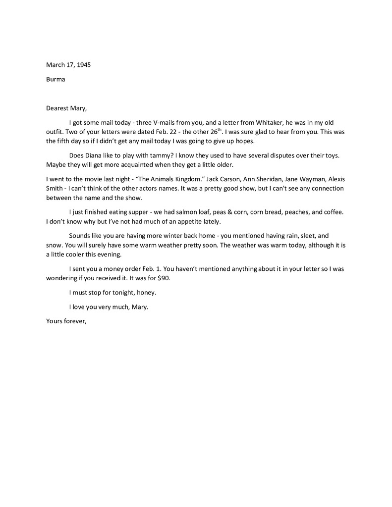 Waymire Letters March 17, 1945