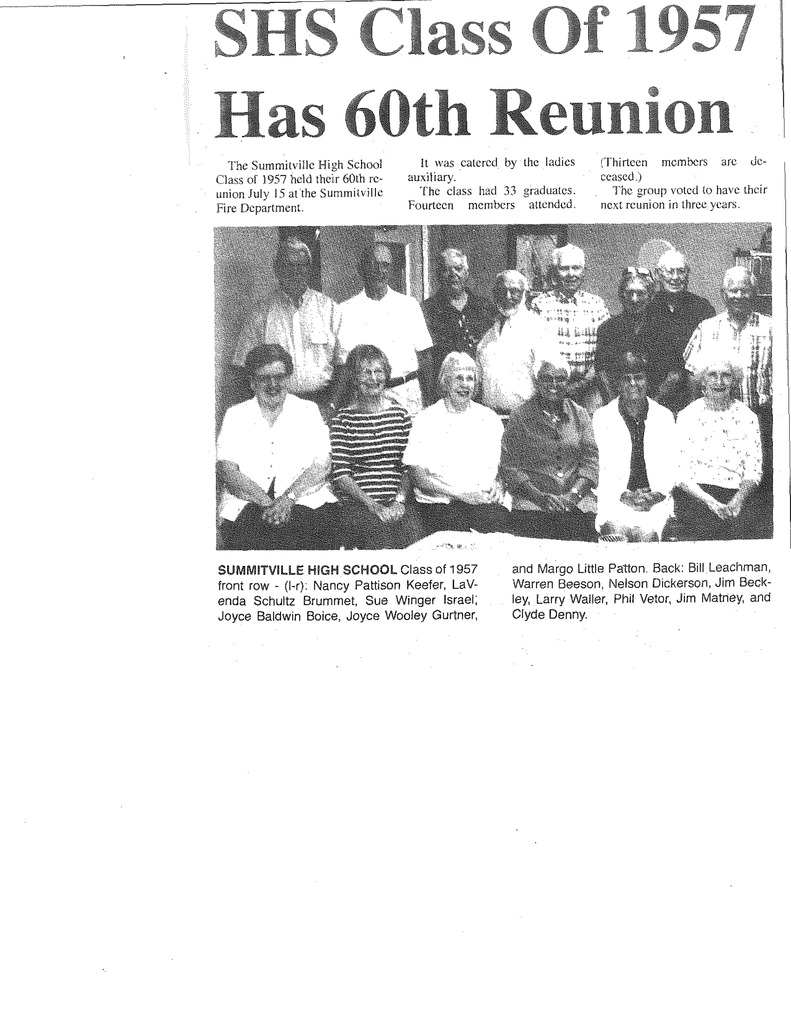 SHS Class of 1957 has 60th Runion